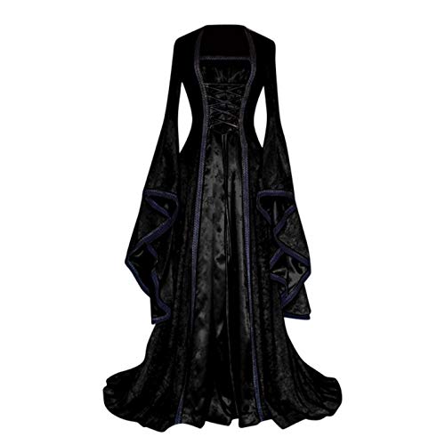 Fannyfuny Mittelalter Kleid Mädchen Renaissance Retro Partykleid Mittelalter Kostüme Damen Gothic Kleider Halloween Karneval Kostüm Damen Vintage Maxikleid für Halloween Karneval Kostüm von Fannyfuny