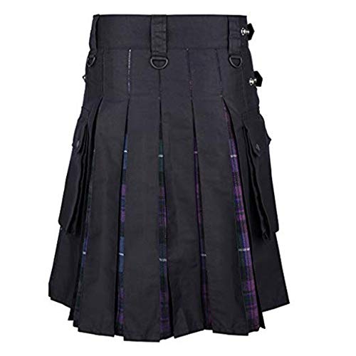 Fannyfuny Mittelalterliche Gothic Kostüm Herren Retro Viking Pirate Bottom Rock Hosen Krieger Kampfanzug Vintage Kilt Schottland Gothic Mode Kendo Taschenröcke Schottische Kleidung von Fannyfuny