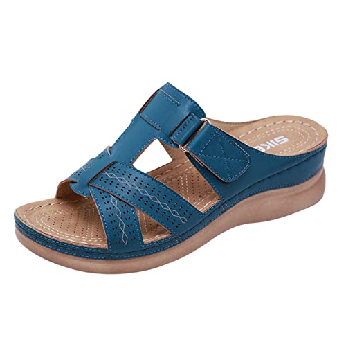 Fannyfuny Pantoletten Damen Mit Absatz - Damen Pantoletten Korfu - Modische Sandalen mit 2 verstellbaren Riemen - Herren Hausschuhe mit Sohle aus feinstem Veloursleder und Natur Kork-Fussbett 37-42 von Fannyfuny