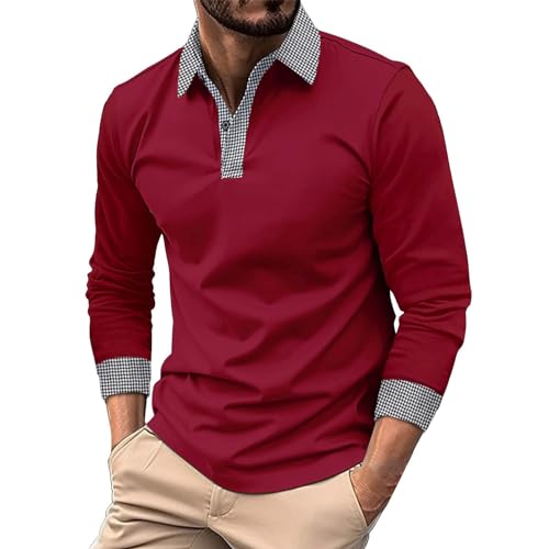 Fannyfuny Poloshirts Für Herren Langarm Poloshirts Funky Polo Shirt Herbst Winter Urlaubsstil Henley Shirt Golfshirts Freizeithemd Männer Knopfleiste Pullover RDXL von Fannyfuny