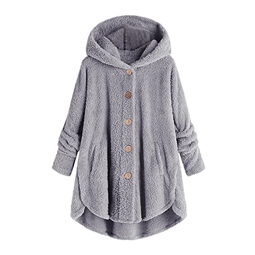 Fannyfuny Pullover Damen Teddy-Fleece Kapuzenpullover Warm Herbstmantel Winter Flauschig Langarm Oversize Sweatshirt mit Kapuze von Fannyfuny