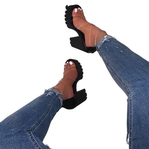 Fannyfuny Sandalen Bequem Damen Absatzschuhe Elegant Sommer Schuhe High Heels Pumps Elegant Sommer Sandaletten Absatz Blockabsatz Riemchensandalen Sommer Sandaletten Damenschuhe Absatzschuhe von Fannyfuny