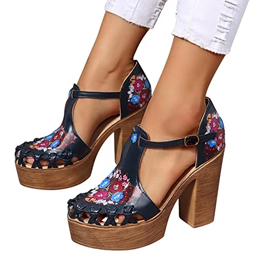 Fannyfuny Sandalen Damen Mit Absatz High Heels Sandaletten Elegant Sommer Schuhe High Heels Pumps Modische Kleid Schuhe Absatz Blockabsatz Riemchensandalen Open Toe Freizeitschuhe Sandalen von Fannyfuny