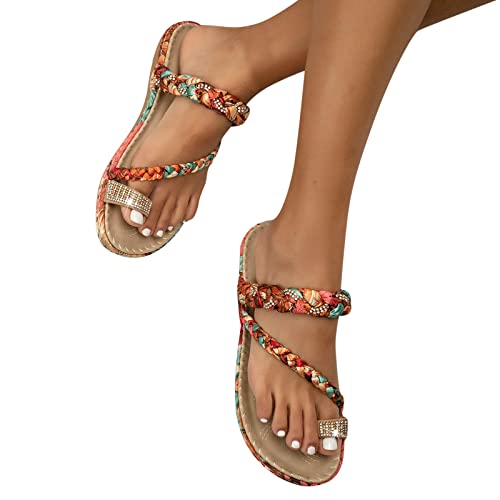Fannyfuny Sandalen Damen Sommer Bequem Leder Keilsandalen Absatz Espandrillos Bohemian Flach Zehentrenner Römische Schuhe Freizeit Flach Sandalette Wandersandalen Bequem Sommerschuhe Freizeitschuhe von Fannyfuny