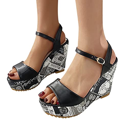 Fannyfuny Sandalen Damen mit Absatz Weiß Casual Elegant Wandernsandalen High Heels Sandals Bequem Flach Sandaletten Mit Absatz Abendschuhe Schuhe Frauen Weichen Sohlen Plattform Sommerschuhe von Fannyfuny