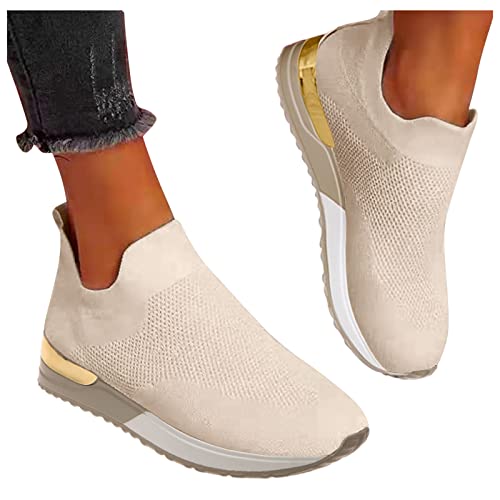 Fannyfuny Sneaker Ohne Schnürsenkel Damen rutschfeste Stoßdämpfende Athletische Schuhe Plateau Schutzschuhe Komfortabel Walkingschuhe Freizeitsportschuhe Plate Schuhe für Gehen Laufen Joggen Sports von Fannyfuny