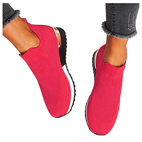 Fannyfuny Sommer Schuhe Für Damen Plateau Slip On Schuhe Mit Luftkissen Lässige Slip On Walkingschuhe Sportschuhe Halbschuhe Plate Schuhe Freizeit Leichte Cushion Für Walking Sport Trekking von Fannyfuny