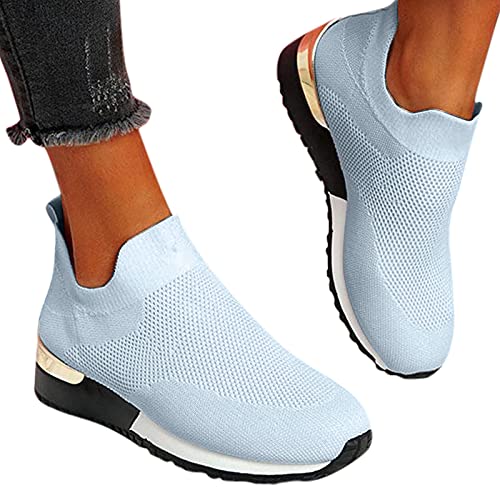 Fannyfuny Sommer Schuhe Für Damen Plateau Slip On Schuhe Mit Luftkissen Lässige Slip On Walkingschuhe Sportschuhe Halbschuhe Plate Schuhe Freizeit Leichte Cushion Für Walking Sport Trekking von Fannyfuny