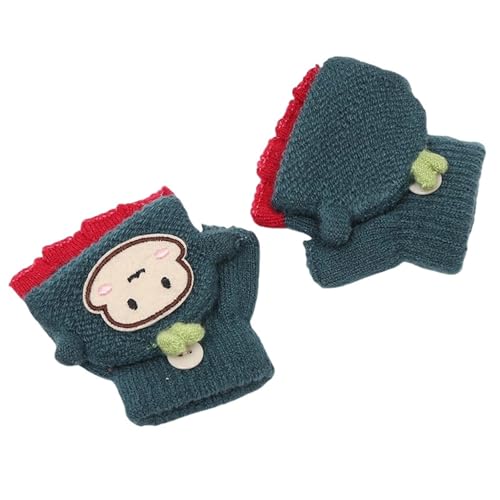 Fannyfuny Strickhandschuhe Kinder Handschuhe Junge Mädchen Halbfinger Fäustlinge Flip-Top Winterhandschuhe mit Plüschfutter Herbst Winter Fingerhandschuhe Kinderhandschuhe Weiche Warme für 1-3 Jahre von Fannyfuny