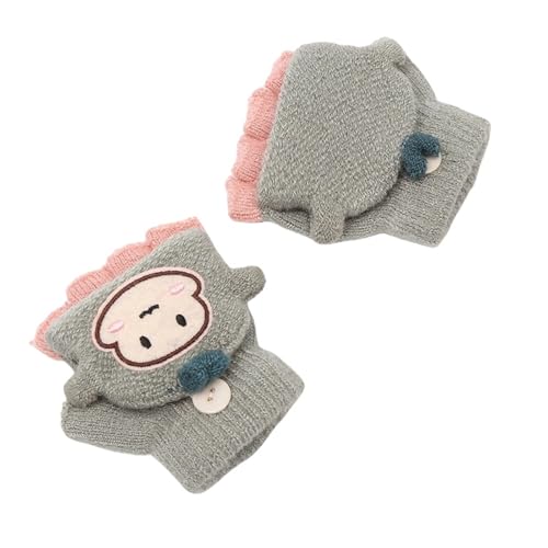 Fannyfuny Strickhandschuhe Kinder Handschuhe Junge Mädchen Halbfinger Fäustlinge Flip-Top Winterhandschuhe mit Plüschfutter Herbst Winter Fingerhandschuhe Kinderhandschuhe Weiche Warme für 1-3 Jahre von Fannyfuny