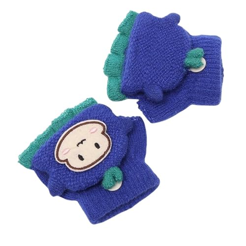 Fannyfuny Strickhandschuhe Kinder Handschuhe Junge Mädchen Halbfinger Fäustlinge Flip-Top Winterhandschuhe mit Plüschfutter Herbst Winter Fingerhandschuhe Kinderhandschuhe Weiche Warme für 1-3 Jahre von Fannyfuny