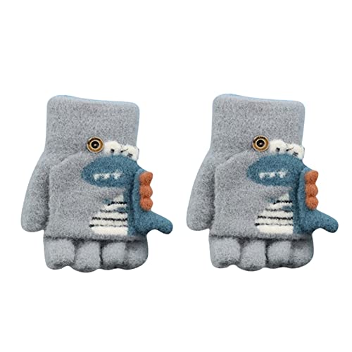 Fannyfuny Strickhandschuhe Kinder Handschuhe Junge Mädchen Halbfinger Fäustlinge Flip-Top Winterhandschuhe mit Plüschfutter Herbst Winter Fingerhandschuhe Kinderhandschuhe Weiche Warme für 1-3 Jahre von Fannyfuny