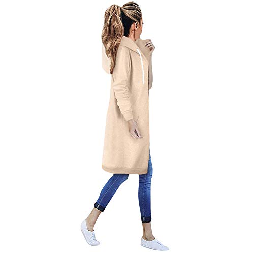 Fannyfuny Strickjacken für Damen Lang mit Kapuze Große Größen Mode Cardigan Jacke Kapuzenjacke mit Taschen Herbst Winter Warm Hoodie Jacke Winddicht Outwear Übergangsjacke mit Reißverschluss von Fannyfuny