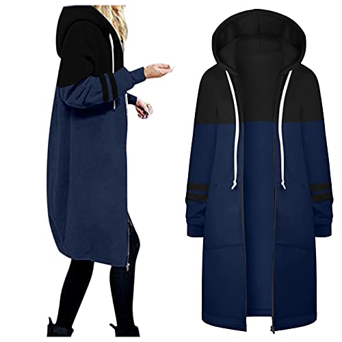 Fannyfuny Strickjacken für Damen Lang mit Kapuze Große Größen Mode Cardigan Jacke Kapuzenjacke mit Taschen Herbst Winter Warm Hoodie Jacke Winddicht Outwear Übergangsjacke mit Reißverschluss von Fannyfuny