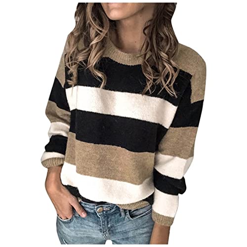 Fannyfuny Teddy Pullover Damen Casual Lose Pulli Pulli mit Stehkragen Grobstrickpullover Sweatshirt Winter Lang Rollkragen Strickpullover Longsleeve Tops Oversize Rollkragenpullover Strickpullover von Fannyfuny