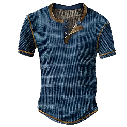 Fannyfuny Tshirt Herren Mit Knopfleiste Kurzarm Sommer Sportshirt Streetwear T-Shirt Herren Casual Fashion Kragen Kurzarm T-Shirt Herren leichte Henley-Oberteile für Fitnessstudio,Laufen Kurzarmshirt von Fannyfuny