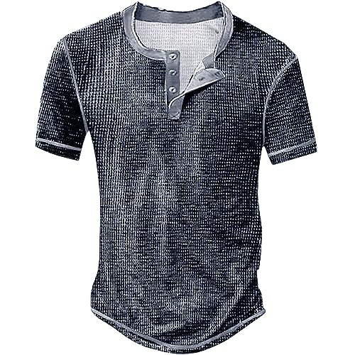 Fannyfuny Tshirt Herren Mit Knopfleiste Kurzarm Sommer Sportshirt Streetwear T-Shirt Herren Casual Fashion Kragen Kurzarm T-Shirt Herren leichte Henley-Oberteile für Fitnessstudio,Laufen von Fannyfuny