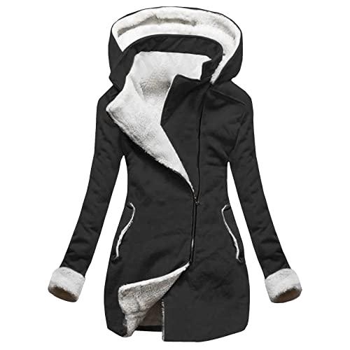 Fannyfuny Übergangsjacke Damen Mode Drucken Stoffjacke Herbst Winter Outdoorjacke mit Einstellbarer Kordelzug Mäntel Leicht Parka Lang Sweatjacke Langarm Sweatshirt Winddicht Outwear von Fannyfuny