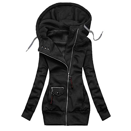 Fannyfuny Übergangsjacke Damen Mode Drucken Stoffjacke Herbst Winter Outdoorjacke mit Einstellbarer Kordelzug Mäntel Leicht Parka Lang Sweatjacke Langarm Sweatshirt Winddicht Outwear von Fannyfuny