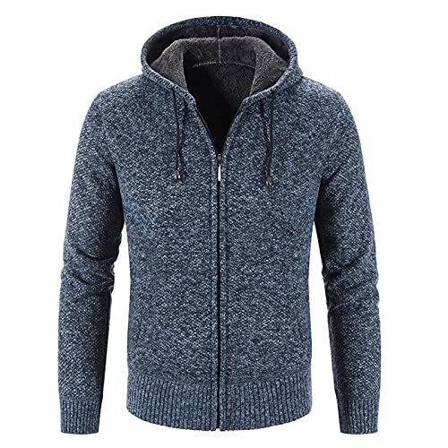 Fannyfuny Warmer Pullover Herren Winter, Herren Zip up Herren Slim Fit Cardigan Kapuzenpullover mit Reißverschluss Sweatjacke Kordelzug LäSsige Hoodie Herren Kapuzenpullover Pullover von Fannyfuny