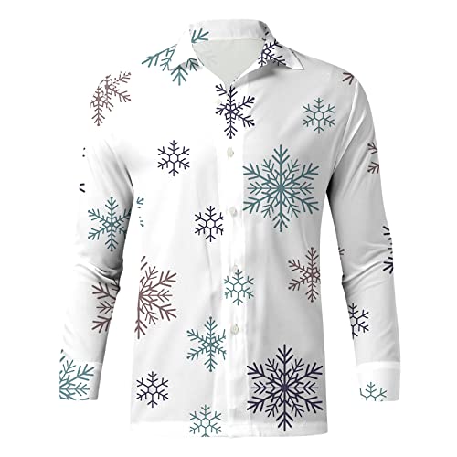 Fannyfuny Weihnachtshemd Herren Langarm, Weihnachten Muster 3D Bedruckte Hemd Freizeithemd Männer Langärm Slim Fit Christmas Shirt Hawaiihemd Stehkragen Lustige Funky Hemden Langarmhemd Langarmshirt von Fannyfuny