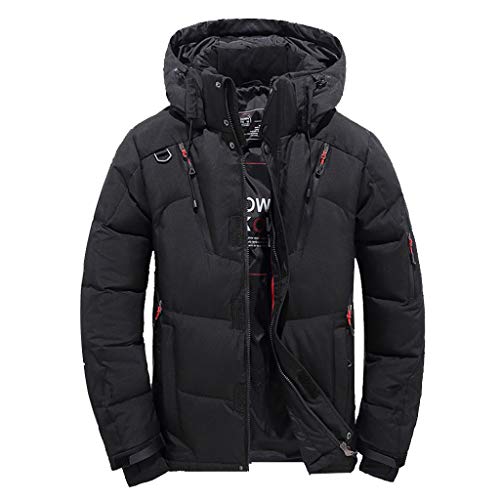 Fannyfuny Wintermantel Jacken Herren Steppjacke Winterjacke mit Kapuze Männer Winter Herbst verdickte Warm Daunenjacke Kapuzenjacke Outdoor Casual Übergangsjacke Trenchcoat Mantel Schwarz M-XXXL von Fannyfuny