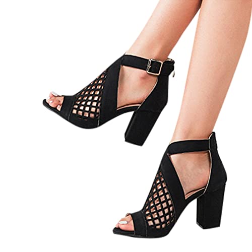 Heels Damen Sexy Spangenpumps Ballsaal Tanzschuhe Blockabsatz Flache Pumps Elegante Retro Pumps Schuhe Sommer Sandaletten Damenschuhe Absatzschuhe von Fannyfuny