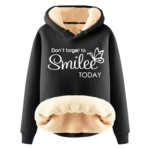 Hoodie Damen Fleece GefüTterte Sweatshirt Winter Warm Pullover Mit Kapuze Dicke Pullover Damen Fleecepullover Fleece Pulli Kapuzenpullover Casual Sportlich Langarmshirt ThermounterwäSche Teddyjacke von Fannyfuny