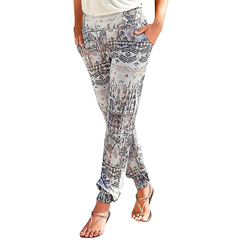 Hosen Damen Locker Damen Pant Lange Haremshose Schlupfhose Boho Strandhose Leicht Freizeithose Loose Sommerhose Frauen Hose mit Taschen Straight Bein Hose Sommerhose Stoffhose Jogginghose Yogahose von Fannyfuny