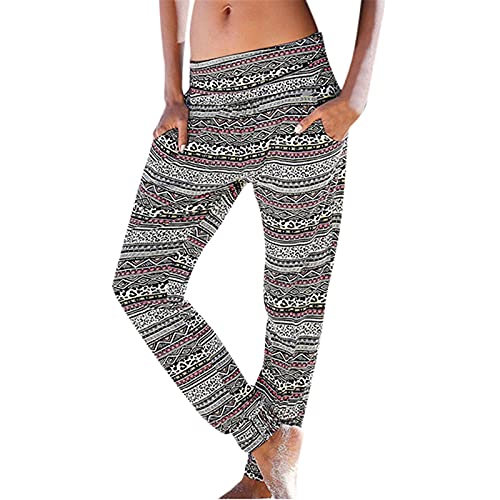 Hosen Damen Locker Damen Pant Lange Haremshose Schlupfhose Boho Strandhose Leicht Freizeithose Loose Sommerhose Frauen Hose mit Taschen Straight Bein Hose Sommerhose Stoffhose Jogginghose Yogahose von Fannyfuny