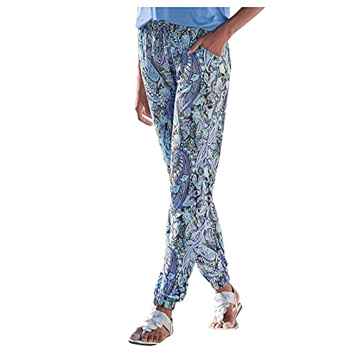 Hosen Damen Locker Damen Pant Lange Haremshose Schlupfhose Boho Strandhose Leicht Freizeithose Loose Sommerhose Frauen Hose mit Taschen Straight Bein Hose Sommerhose Stoffhose Jogginghose Yogahose von Fannyfuny