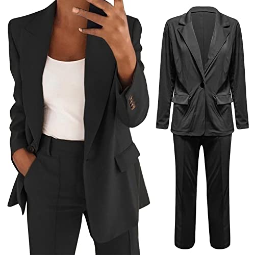 Hosenanzug Damen Blau Elegant Business Anzug Set Hosenanzug Blazer Hose 2-teilig Anzug Karo Kariert Zweiteiler Slimfit Streetwear Festlich Sportlich Hosenanzug Modern Festlicher Suit Anzug Blazer Hose von Fannyfuny