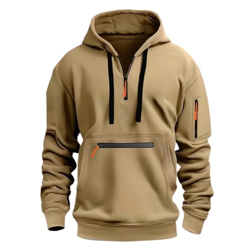 Kapuzenpullover Herren Oversize Langarm Hoodie Autumn Winter Warm Pullover mit Kapuze Casual Kapuzenjacke Kapuzenpulli Baumwolle Sweatshirt Kordelzug Hoody mit Reißverschluss Tasche Streetwear von Fannyfuny