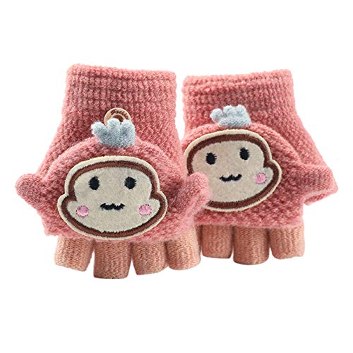 Kleinkind Halbfinger Handschuhe Fäustlinge mit Flip Cover Gestrickte Convertible Fingerlose Handschuhe Thermohandschuhe für Jungen Mädchen im Alter von 1-3 Jahren Strickhandschuhe von Fannyfuny