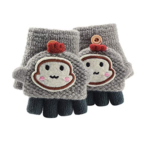 Kleinkind Halbfinger Handschuhe Fäustlinge mit Flip Cover Gestrickte Convertible Fingerlose Handschuhe Thermohandschuhe für Jungen Mädchen im Alter von 1-3 Jahren Strickhandschuhe von Fannyfuny