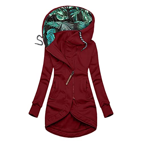 Long Sweatshirt Jacke Damen Lang Kapuze Jacke Frauen Warm Reißverschluss Wasserdicht Atmungsaktiv Jacke Zip Up Hoodie Zip Hoodie Jacke mit Taschenreißverschluss Kapuzenjacke von Fannyfuny
