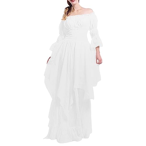 Mittelalter überkleid Damen Renaissance Retro Partykleid Cosplay Renaissance Kostüm Bound Waist Elegantes Partykleid Halloween Karneval Kostüm Königin Kleider Festlich Party Halloween Gothic Kleider von Fannyfuny