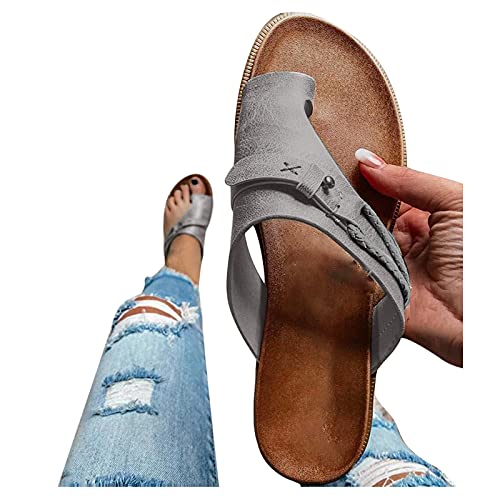 Orthopädische Sandalen Pantoletten Zehentrenner Outdoor Elegant Leicht Flache Sandalen Weichen Sohlen Sommerschuhe mit Weichem Fußbett Pantolette Flip Flop Orthopädische Schuhe von Fannyfuny