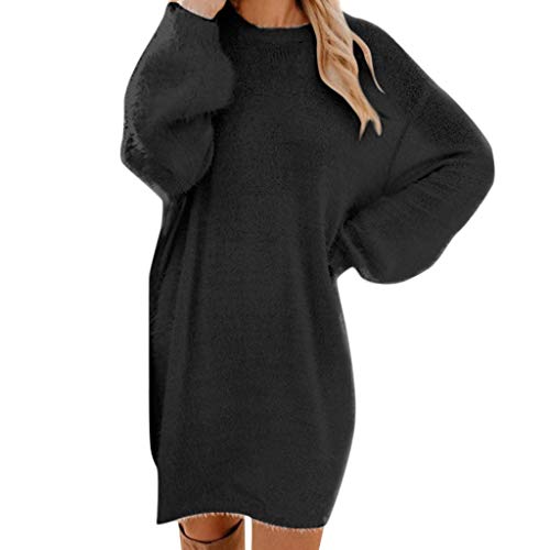 Pulloverkleid Damen Winter Herbst Langarm Strickkleid Knielang Elegant Winterkleider Bodycon Kleid Oversize Strickpullover Freizeitkleid Plüsch Winterkleid Sweaterkleid Minikleid Tunika Partykleid von Fannyfuny