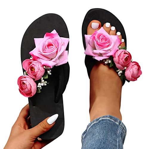 Sandalen Damen mit Absatz RöMisch Atmungsaktiv Strasssteine Glitzer Offene Flache Schuhe Freizeit Flach Sandalette Flip Flop Leicht Sommer Sandalette Badesandalen Badeschuhe Badelatschen von Fannyfuny