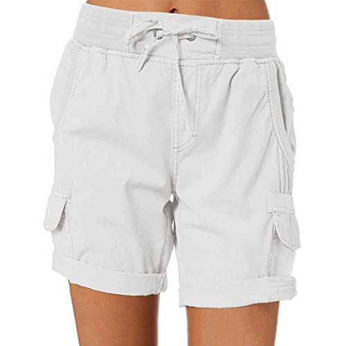 Shorts Damen Sommer Elegant Kurze Hosen Damen Sommer High Waist Sommer Linen Pants Leinen Hosen Haremshosen Weite Weiße Sommerhose Sommerhosen Luftige Leichte Haremshose Leinenhosen Elegant Leinenhose von Fannyfuny