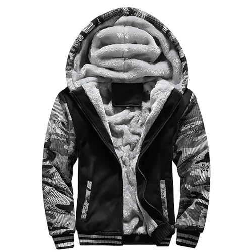 Sweatjacke Herren Mit Kapuze Winter Hoodie warm Kapuzenjacke Fleece gefüttert Freizeit Jacke Winterjacke Kapuzenpullover Dicker Pullover Sweater Casual Kapuzenpulli Sweatshirt Mit Reißverschluss von Fannyfuny