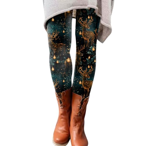 Warme Strumpfhose Damen, Leggings Damen Weihnachts Druck Blickdichte Sport Yogahosen Slim Fit Hohe Taille Lange Fitnesshose Tights Elastische Weihnachtsdruck Strumpfhosen Freizeithosen Streetwear von Fannyfuny