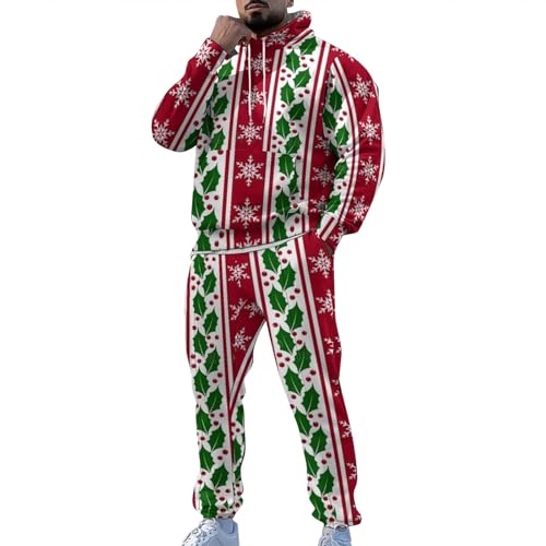 Weihnachts Jogginganzug Herren, Weihnachtsanzug für Herren, roter Herren-Weihnachtsanzug, roter Weihnachtsmann, Rentier, Weihnachtsbaum, Druck, Weihnachtsoutfit für Herren, Tracksuit, Trainingsanzug von Fannyfuny
