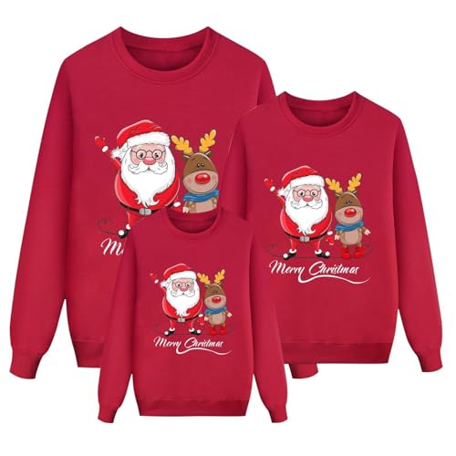 Weihnachtspullover Familie Set Damen Herren Kinder Lustig Weihnachtspulli Ugly Christmas Sweater Rundhals mit Reindeer Unisex Weihnachts Pullover Pärchen Weihnachtsoutfit Familien Outfit Familien Set von Fannyfuny