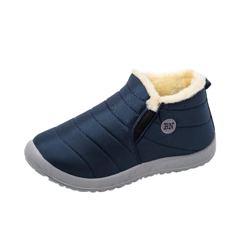 Winter Stiefeletten Damen Gefüttert: Wasserdicht Stiefeletten Winter Winterstiefel Warm Schlupfstiefel Flach Boots Outdoor Schuhe Leicht Damenstiefeln Waterproof Barefoot Shoes Barfussschuhe von Fannyfuny