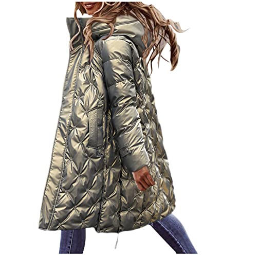 Winterjacke Damen Gefüttert, Lange Snowboardjacke Teddyfell Wachsjacke Oversize Softshellmantel Winter Plüschjacke Warmer Windjacke Solide Dicke Daunenmantel Langarm Outdoorjacke Kapuzenjacke von Fannyfuny