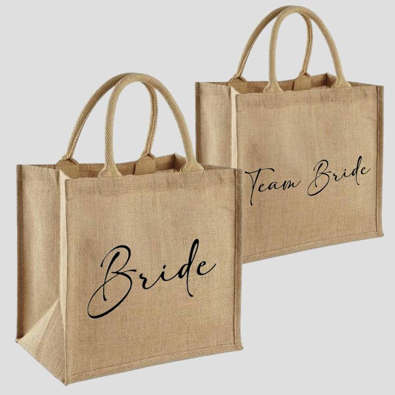 Braut/Team Braut/Hochzeit/Event Sackleinen Einkaufstasche von Fannypassionart