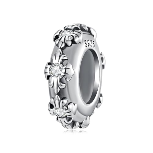 925er Sterling Silber Vintage Kreuz Silikon-Stoppper Perlen Charm für Pandora Armband von Fanona
