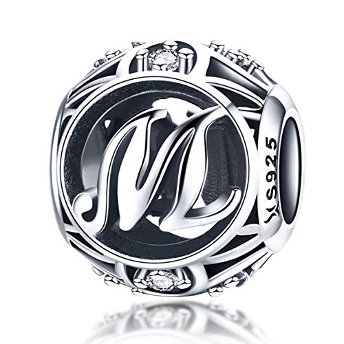 Buchstabe M Anhänger 925 Sterling Silber Alphabet Initial CZ Charms Perlen kompatibel mit Pandora Armbändern Buchstabe M Anhänger 925 Sterling Silber Alphabet Initial CZ Charms Perlen kompatibel mit Pandora Armbändern von Fanona